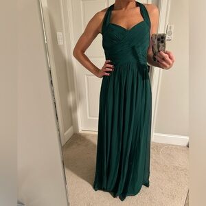 Emerald Green Ruched Gown